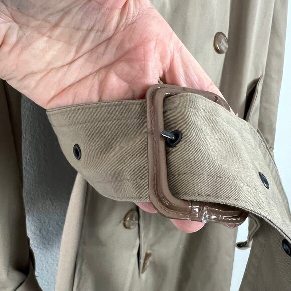 Hill and Archer for Men Vintage Size 42R Double Breasted Long Trench Coat Khaki - Picture 9 of 15